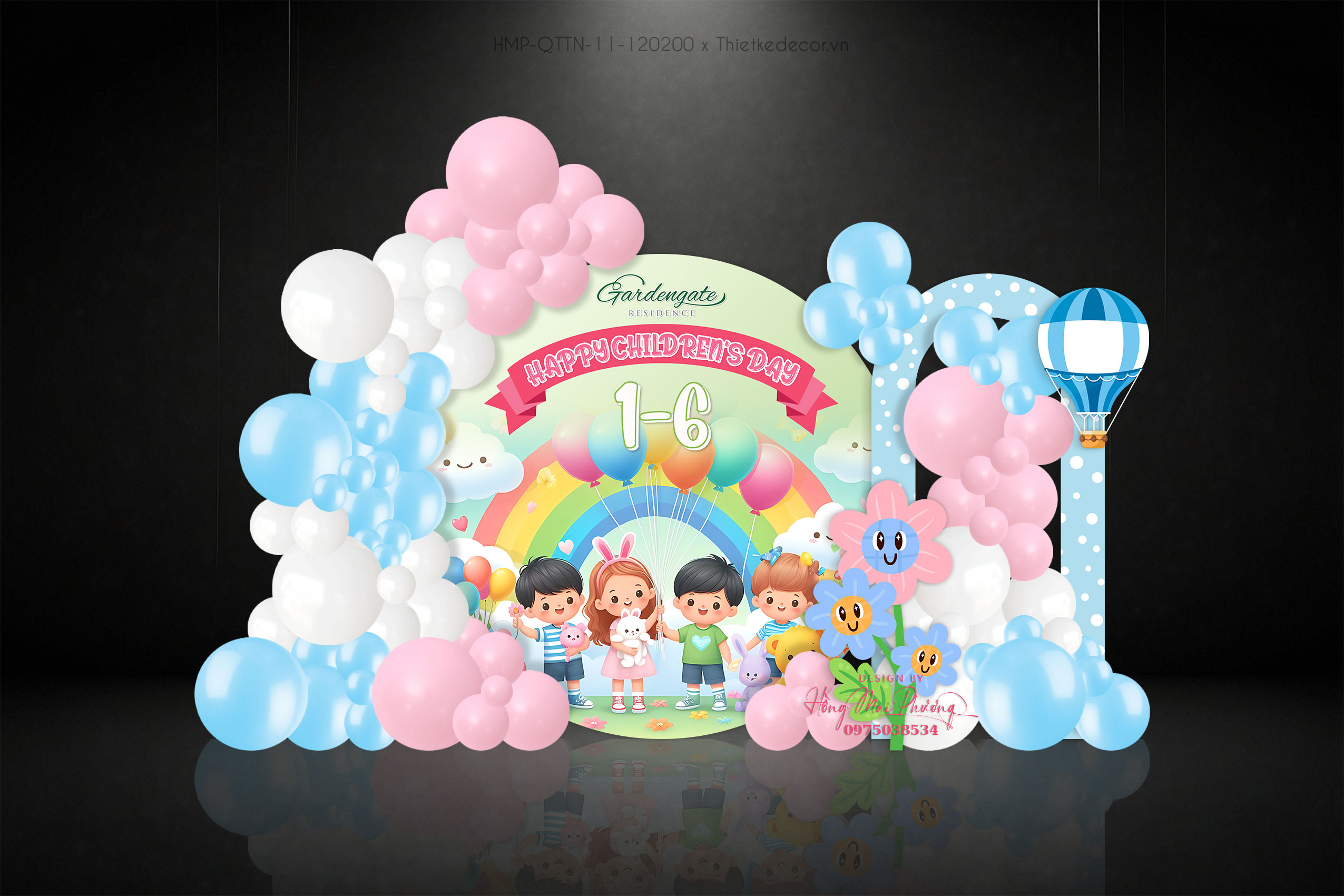 Backdrop Quốc tế thiếu nhi 1-6 dễ thương đầy màu sắc